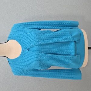 LILLY PULITZER Vintage Turquoise Cable Knit Cardigan SET SZ Medium Country Club